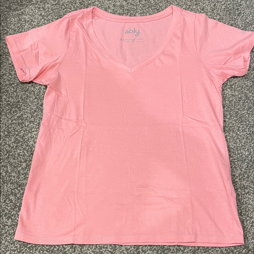 Stain & Water Resistant Pink V-Neck Top